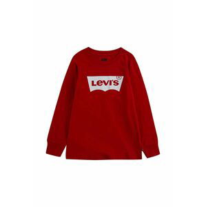 Dětské tričko s dlouhým rukávem Levi's červená barva, s potiskem