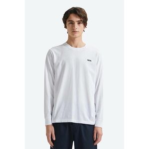 Bavlněné tričko s dlouhým rukávem Wood Wood Mark Vortex Longsleeve bílá barva, s potiskem, 12135411.2491-WHITE