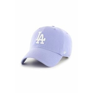 Bavlněná baseballová čepice 47brand MLB Los Angeles Dodgers fialová barva, s aplikací, B-RGW12GWS-LVB