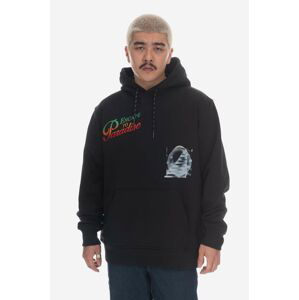 Bavlněná mikina Wood Wood Zeus Placement Hoodie 12315603-2125 BLACK černá barva, s potiskem