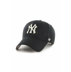 Bavlněná baseballová čepice 47brand MLB New York Yankees černá barva, s aplikací