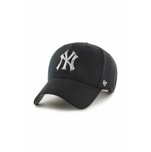 Bavlněná baseballová čepice 47brand MLB New York Yankees černá barva, s aplikací