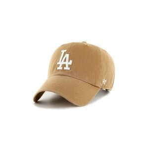 Bavlněná baseballová čepice 47brand MLB Los Angeles Dodgers béžová barva, s aplikací, B-NLRGW12GWS-QL