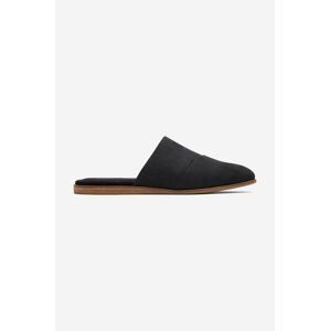 Semišové pantofle Toms Flat 10018987 dámské, černá barva