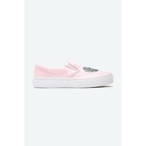 Dětské tenisky Vans Sequin Patch Classic Slip-On růžová barva