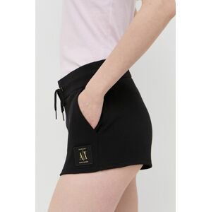 Bavlněné šortky Armani Exchange černá barva, s aplikací, medium waist