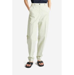 Kalhoty s příměsí lnu Wood Wood Courtney Mini Stripe Trousers 12211600-5291 PASTEL GREEN zelená barva, high waist