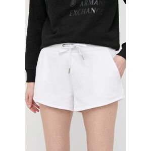 Kraťasy Armani Exchange dámské, bílá barva, hladké, high waist, 8NYSBA YJE5Z NOS