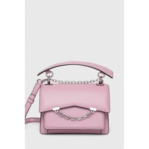 Kožená kabelka Karl Lagerfeld růžová barva