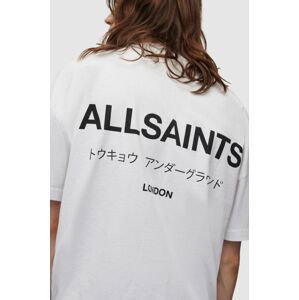 Bavlněné tričko AllSaints bílá barva, s potiskem