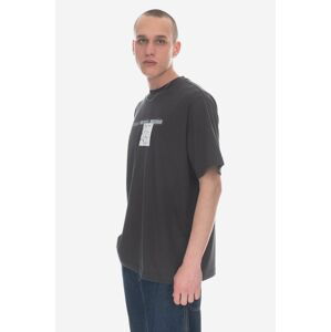 Bavlněné tričko Wood Wood Haider Texture T-shirt 12245706-2106 ANTHRACITE šedá barva, s potiskem