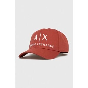 Bavlněná čepice Armani Exchange oranžová barva, s aplikací