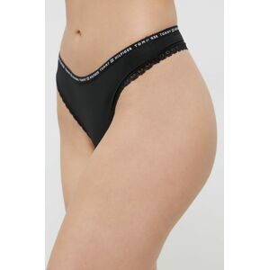 Tanga Tommy Hilfiger (3-pack) černá barva