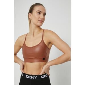 Sportovní podprsenka Dkny hnědá barva, hladká