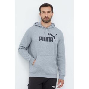 Mikina Puma pánská, šedá barva, s kapucí, s potiskem