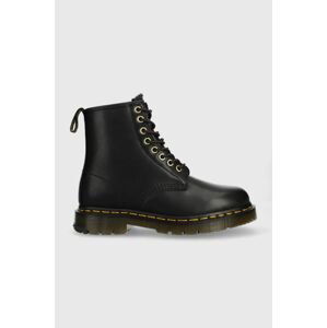 Kožené workery Dr. Martens 1460 dámské, černá barva, na plochém podpatku, zateplené