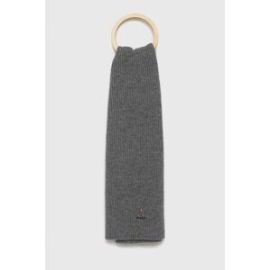 Šátek z vlněné směsi Polo Ralph Lauren šedá barva, hladký