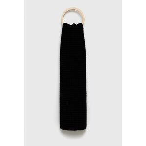 Šátek z vlněné směsi Sisley černá barva, hladký