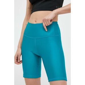 Tréninkové šortky Under Armour dámské, tyrkysová barva, hladké, high waist, 1360939-698