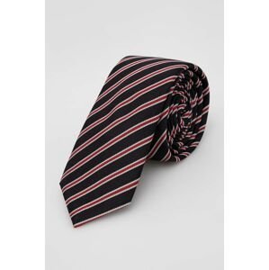 Hedvábná kravata HUGO černá barva