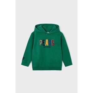 Dětská mikina Mayoral zelená barva, s kapucí, s aplikací