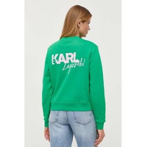 Mikina Karl Lagerfeld dámská, zelená barva, s potiskem