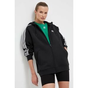 Mikina adidas Originals dámská, černá barva, s kapucí, s aplikací