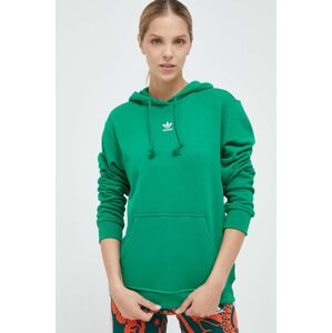 Bavlněná mikina adidas Originals dámská, zelená barva, s kapucí, hladká