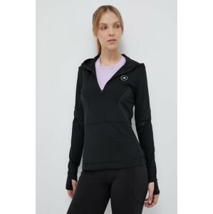 Joggingová mikina adidas by Stella McCartney TruePace černá barva, s kapucí, s potiskem