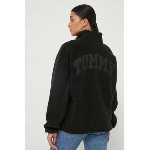 Mikina Tommy Jeans dámská, černá barva, hladká