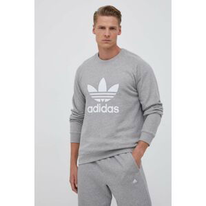 Bavlněná mikina adidas Originals pánská, šedá barva, s potiskem