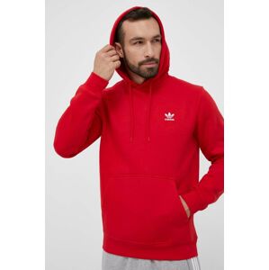 Mikina adidas Originals pánská, červená barva, s kapucí, s aplikací