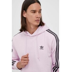 Mikina adidas Originals pánská, růžová barva, s kapucí, s aplikací