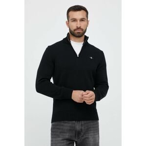 Bavlněný svetr Gant černá barva