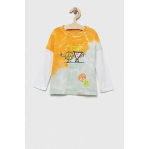 Dětská bavlněná košile s dlouhým rukávem Guess oranžová barva