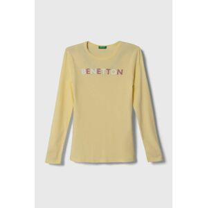 Dětské tričko s dlouhým rukávem United Colors of Benetton žlutá barva
