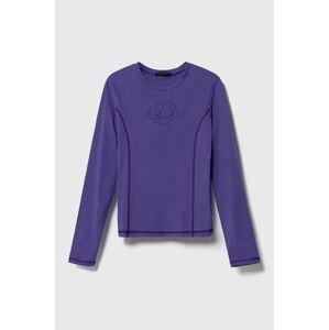 Dětská bavlněná košile s dlouhým rukávem Sisley fialová barva