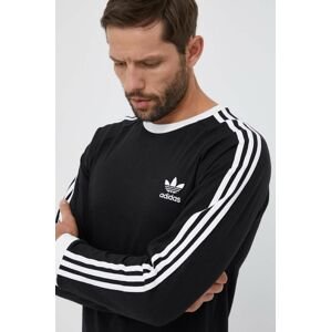 Bavlněné tričko s dlouhým rukávem adidas Originals 3-Stripes Long Sleeve Tee černá barva, s aplikací, IA4877