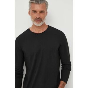 Bavlněné tričko s dlouhým rukávem United Colors of Benetton černá barva