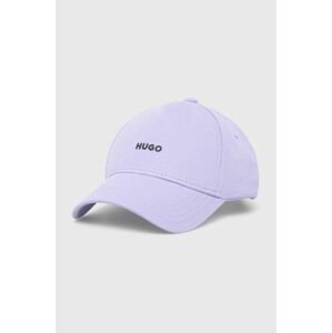 Bavlněná baseballová čepice HUGO fialová barva