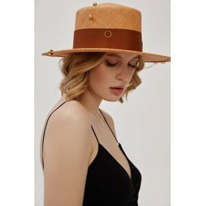 Klobouk LE SH KA headwear Brown Gold Canotier hnědá barva