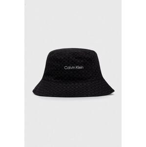 Oboustranný bavlněný klobouk Calvin Klein černá barva, bavlněný