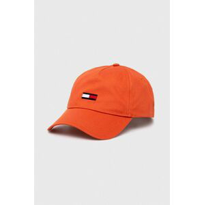 Bavlněná baseballová čepice Tommy Jeans oranžová barva
