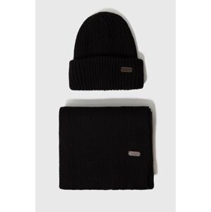 Souprava Barbour Crimdon Beanie & Scarf Gift Set černá barva, MGS0019