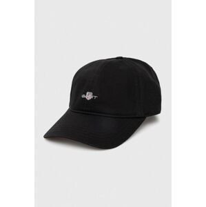 Bavlněná baseballová čepice Gant černá barva, s aplikací