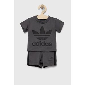 Dětská bavlněná souprava adidas Originals šedá barva