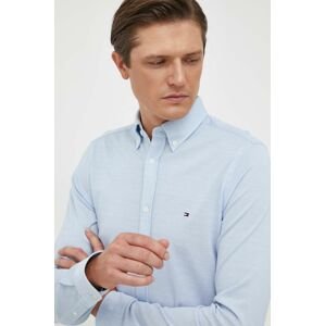 Bavlněné tričko Tommy Hilfiger slim, s límečkem button-down