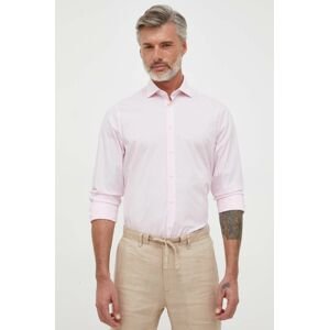 Košile Tommy Hilfiger pánská, růžová barva, slim, s italským límcem