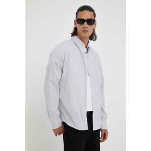 Košile Les Deux Kristian Stripe šedá barva, regular, s límečkem button-down