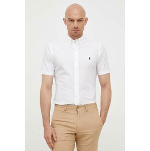 Košile Polo Ralph Lauren pánská, bílá barva, slim, s límečkem button-down